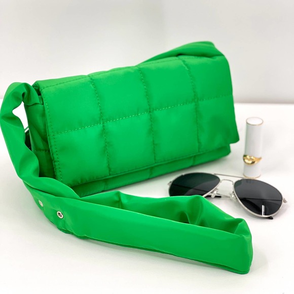 Rae's Rack Handbags - Handbag Womens Small Green Nylon Quilted Crossbody Bag Bright Kelly Adjustable